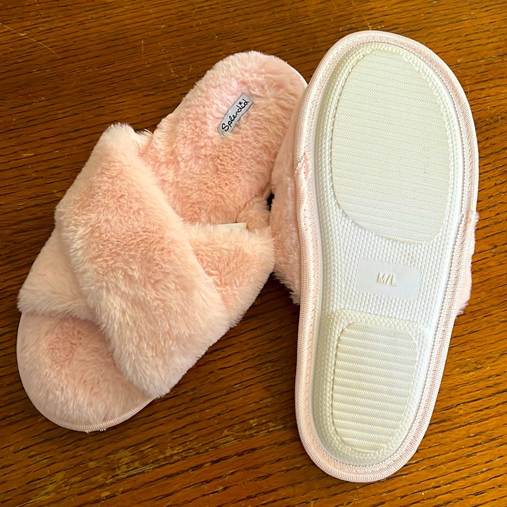 Fuzzy pink slippers